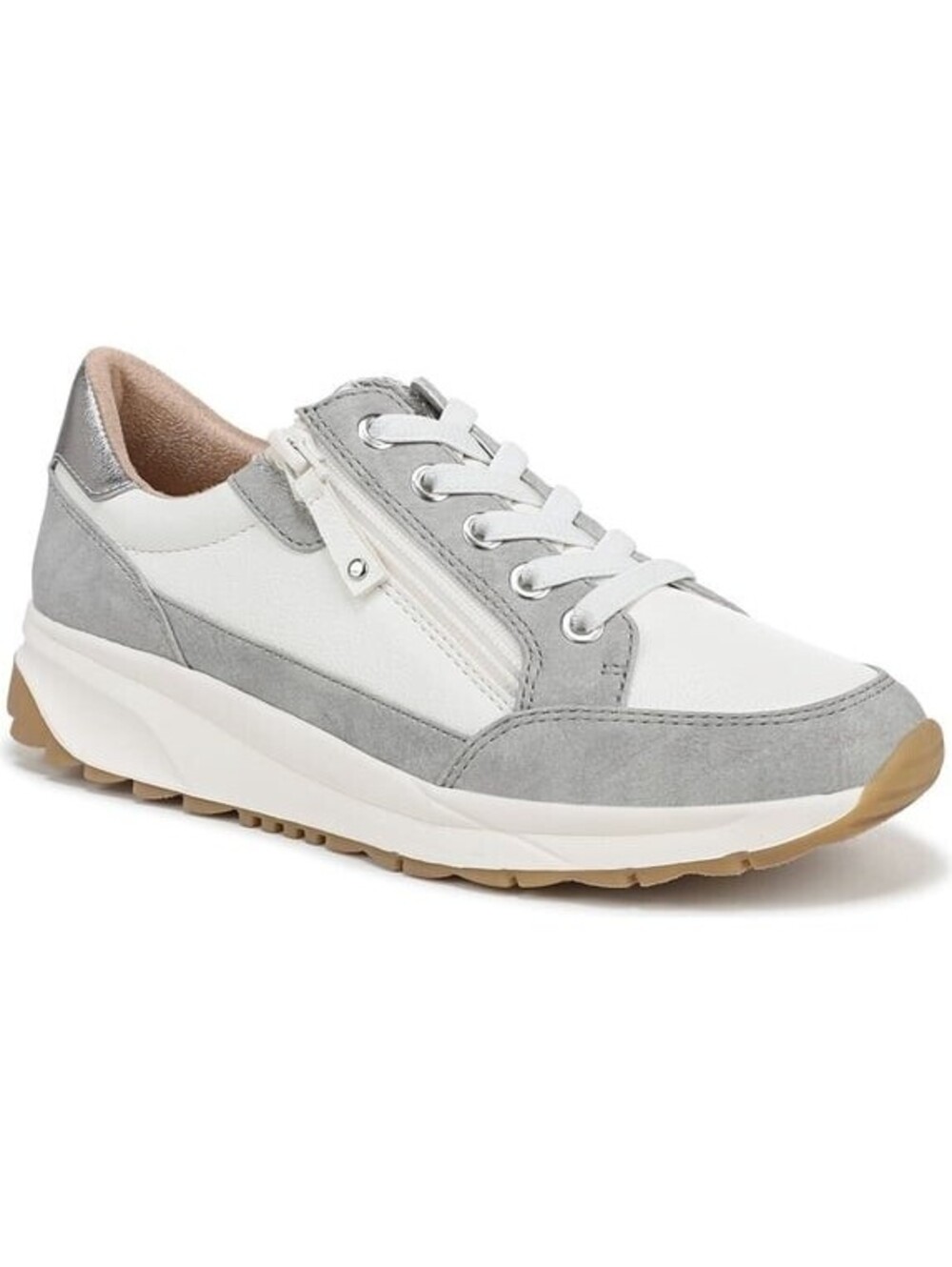 110$ Naturalizer Jace Lace-Up Sneakers Shoes Women's Size 7 US Gray White